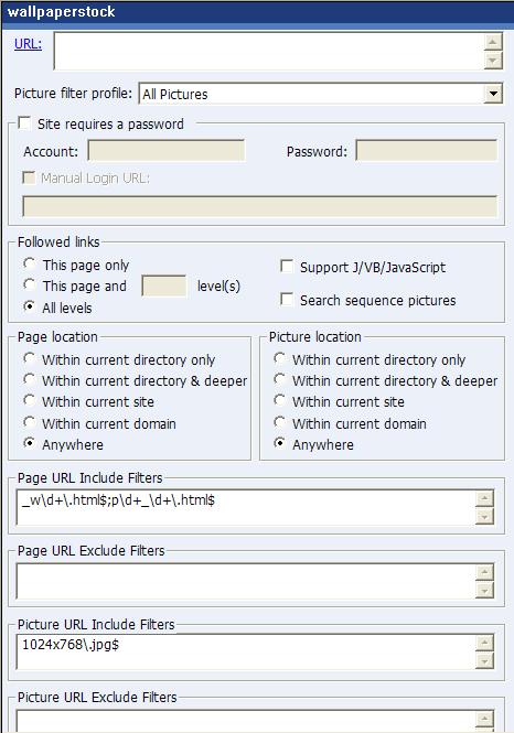 Project settings.